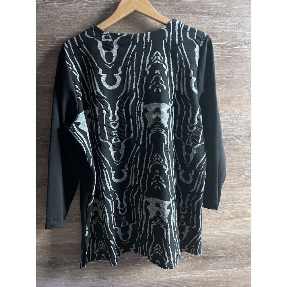Ali Miles Black Tunic Shirt Blouse XL Women Stretchy Pockets Unique Modern Artsy - Picture 10 of 11